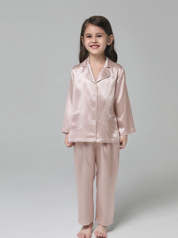 (image for) 19 Momme Kids Silk Pajamas Set Boys and Girls Silk PJs